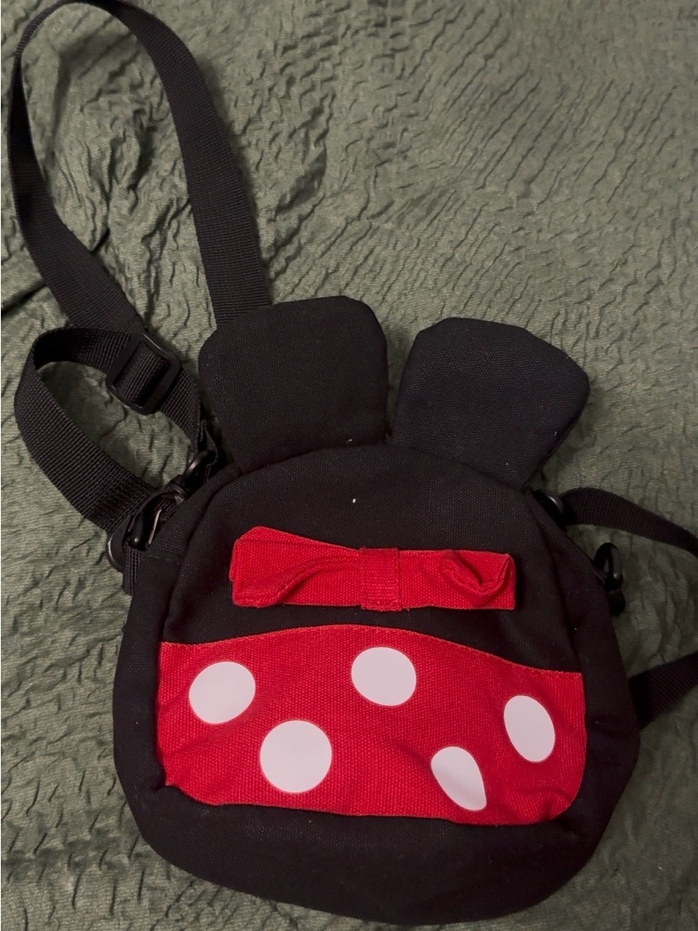 Kids Black and Red Polka Dot Character Crossbody Bag